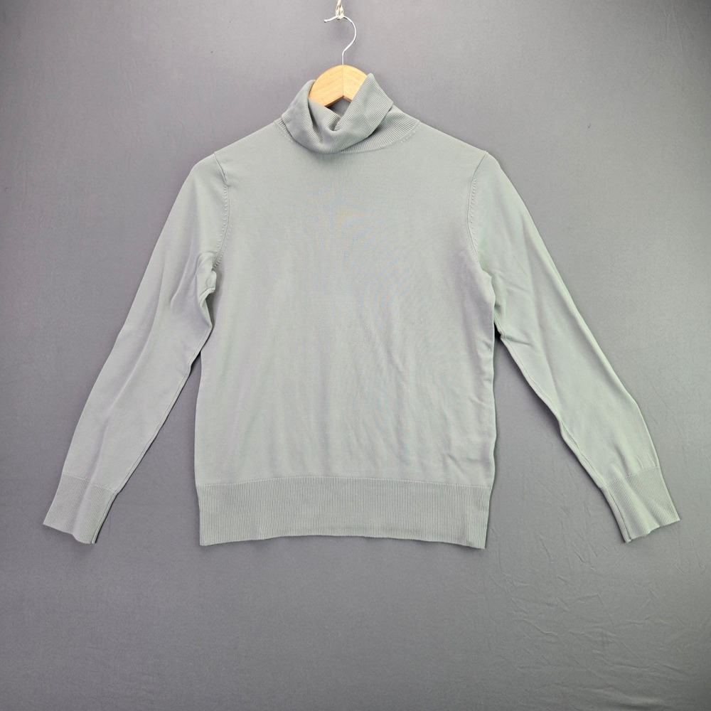 BCBGMAXAZRIA Turtleneck Sweater L Sage Green Knit Long Sleeve Pullover 3772